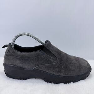 Lands’ End Women’s Black/Gray Suede Slip-On Shoes Size 8M